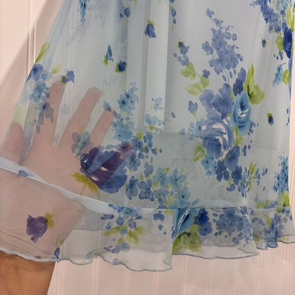 Vintage My Michelle Womens Y2K Fairy Floral Midi Dress Size 11/12 Blue Romantic - Picture 5 of 13